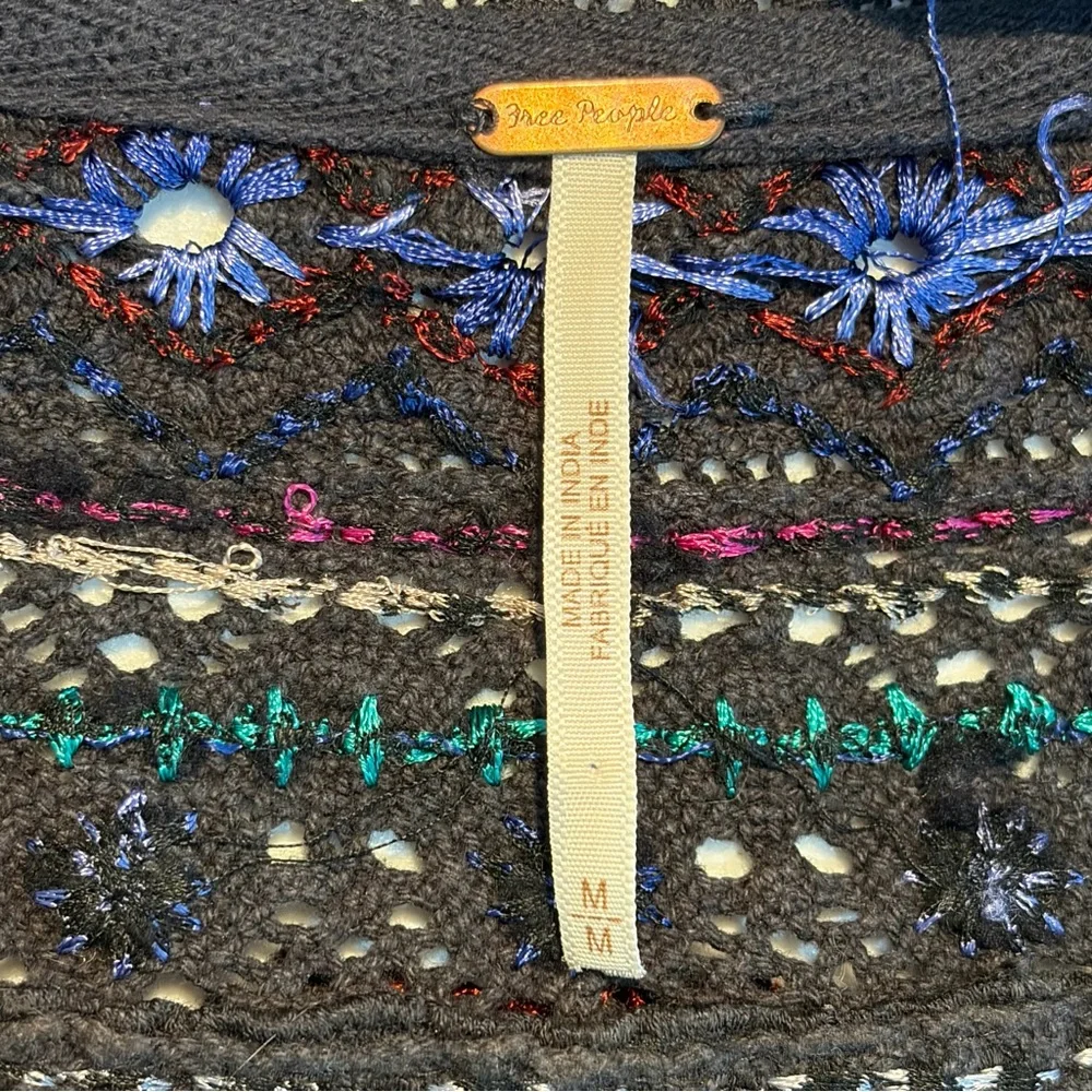 Free People Siesta Fiesta Colorful Embroidered Long Sleeve Shirt (M)